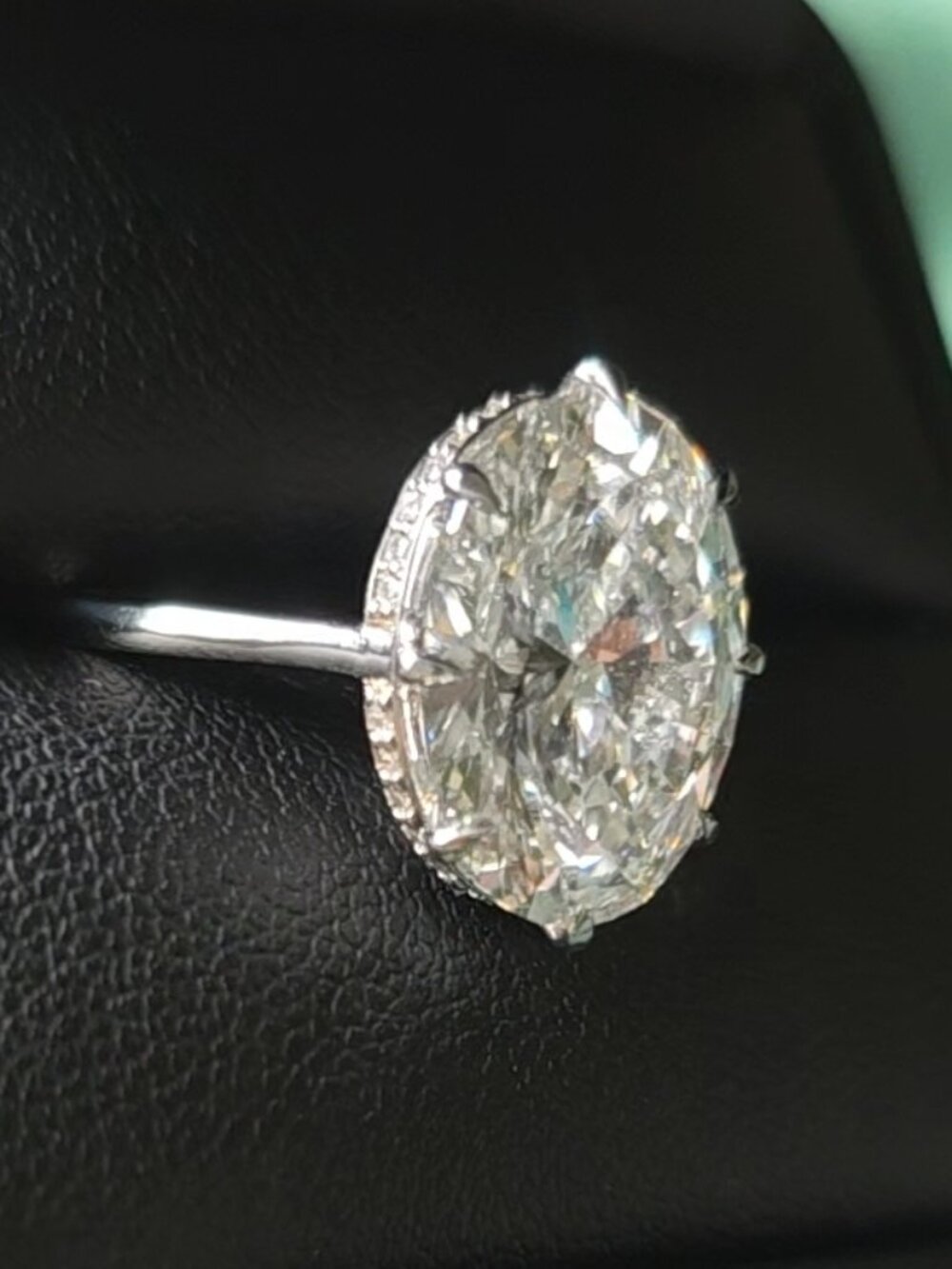 6.08 CT Oval lab-grown Diamond with NATURAL diamond hidden halo